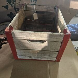 Rustic Wooden Crate with Red Accents